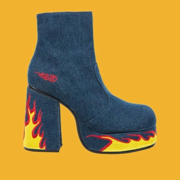❌SOLD❌UNIF Stax Denim Flame Platform Boots - Picture 7 of 7